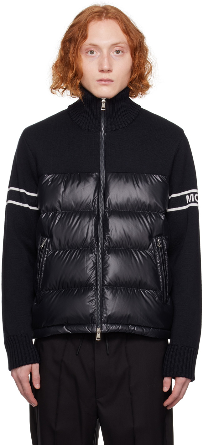 Moncler Navy Paneled Down Cardigan Moncler