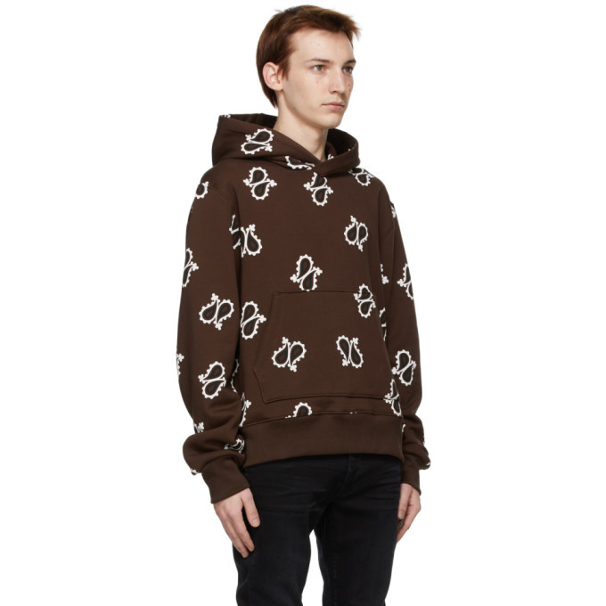 AMIRI Brown Paisley All-Over Fitted Hoodie Amiri