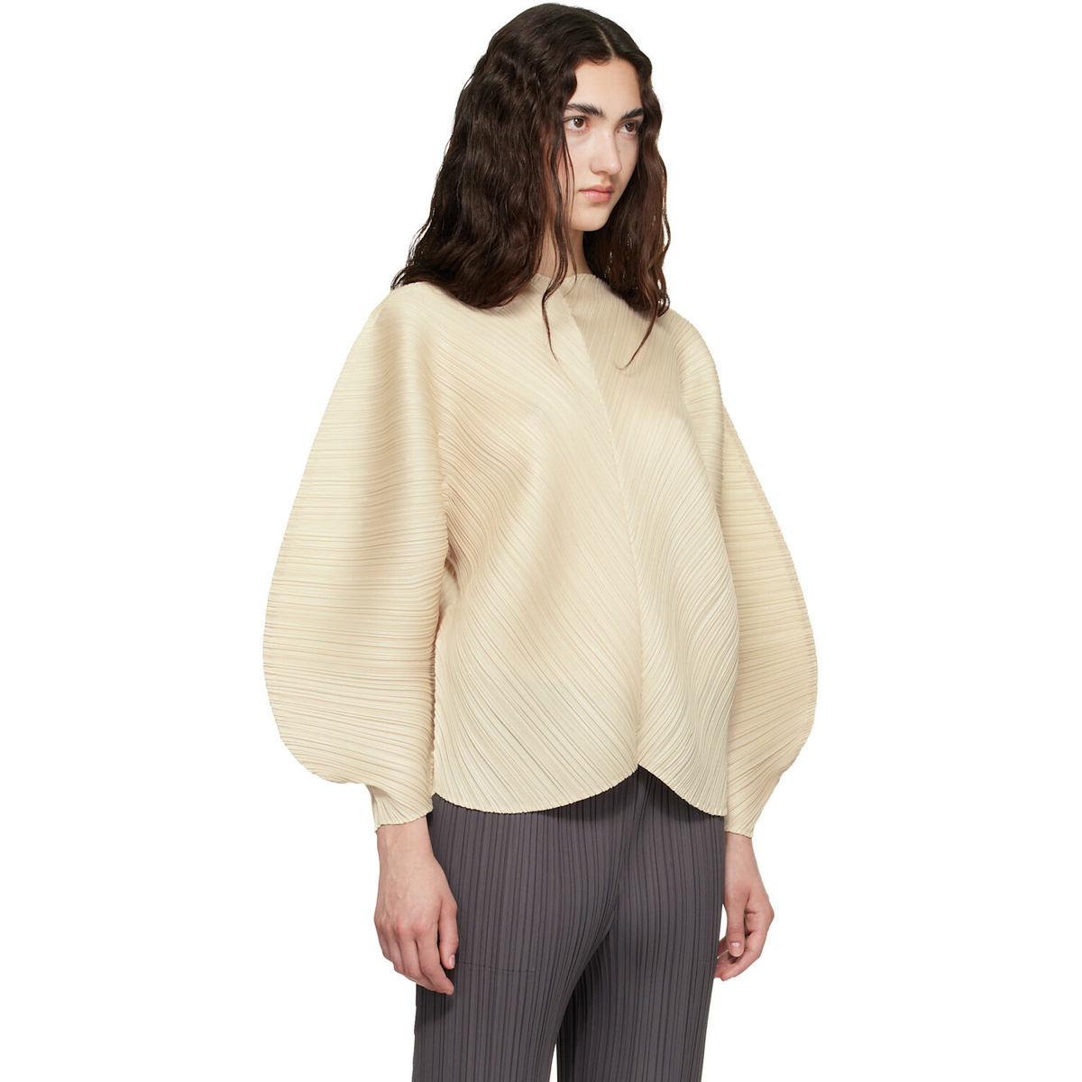 PLEATS PLEASE ISSEY MIYAKE Beige Coast Blouse