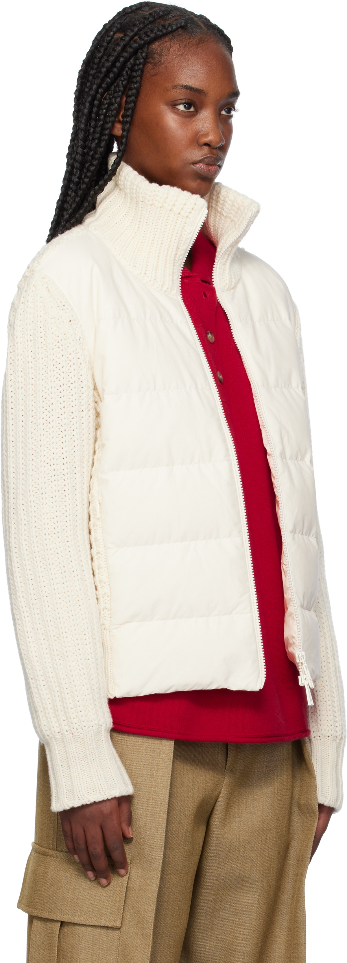 Moncler Off-White Padded Wool & Cashmere Zip-Up Down Cardigan Moncler