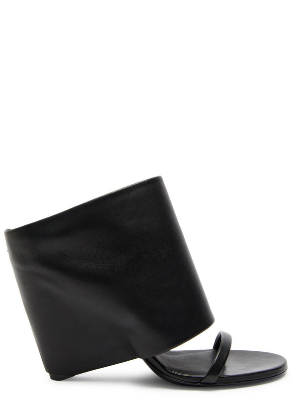 Photo: Courrèges Oblique 90 Leather Wedge Mules Black