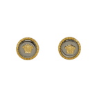 Versace Gold and Silver Medusa Stud Earrings