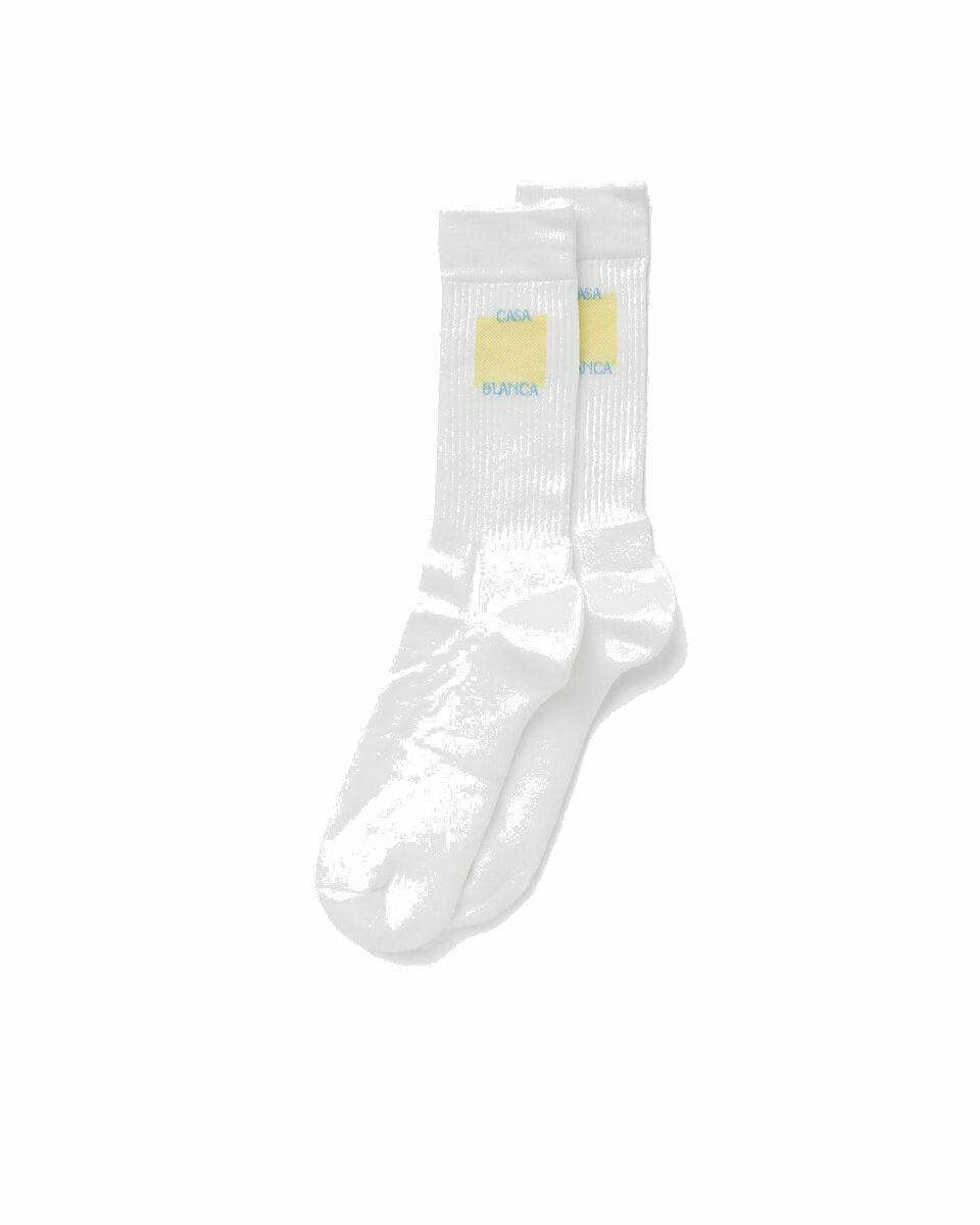 Photo: Casablanca Ribbed Sport Sock White/Yellow - Mens - Socks