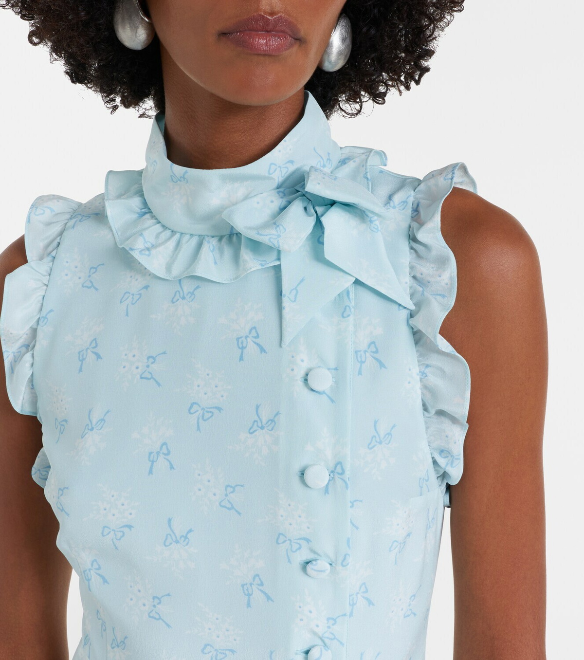 Alessandra Rich Ruffled bow-detail silk maxi dress