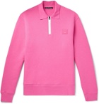 Acne Studios - Logo-Appliquéd Fleece-Back Cotton-Jersey Half-Zip Sweatshirt - Pink