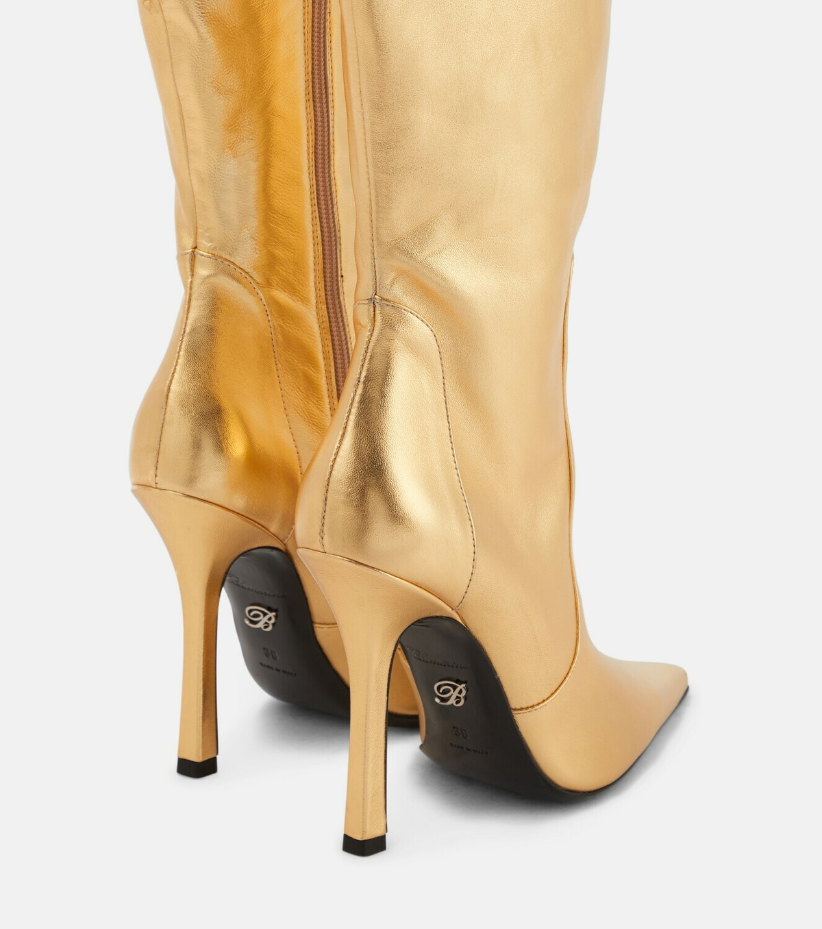Blumarine - Laminated knee-high leather boots