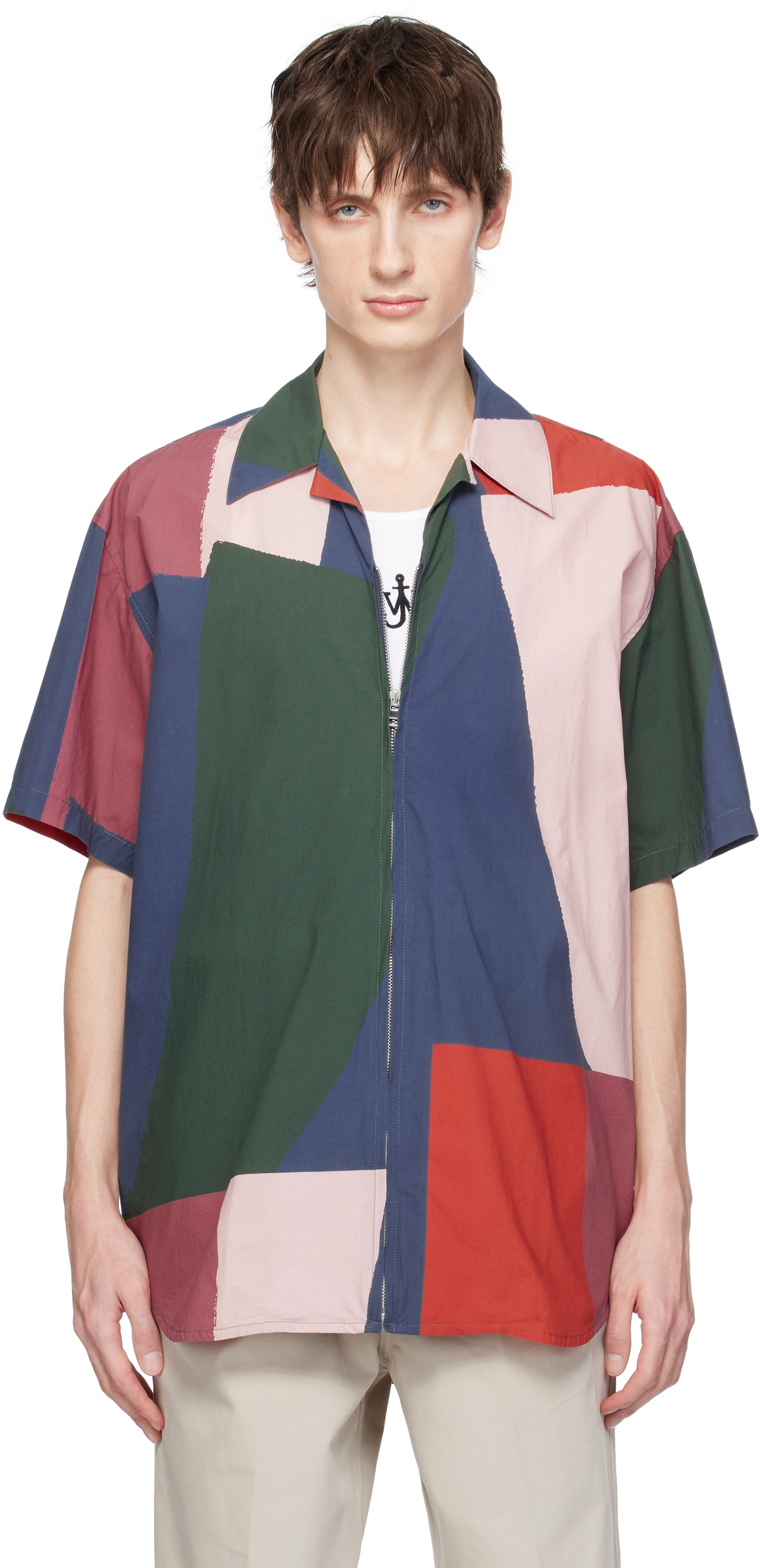 JW Anderson Multicolor Short Sleeve Zip Up Printed Shirt JW Anderson