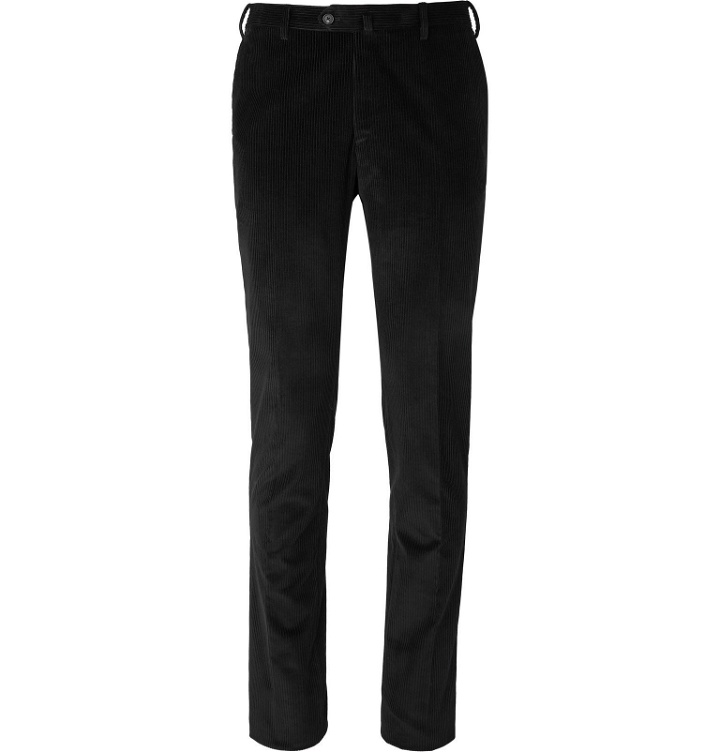 Photo: De Petrillo - Black Slim-Fit Cotton and Cashmere-Blend Corduroy Suit Trousers - Black