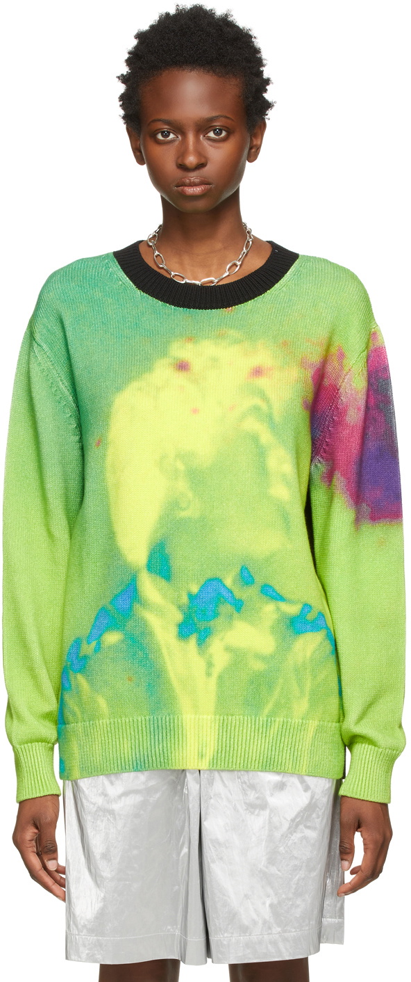 Dries Van Noten Green Len Lye Edition Cotton Graphic Print Sweater