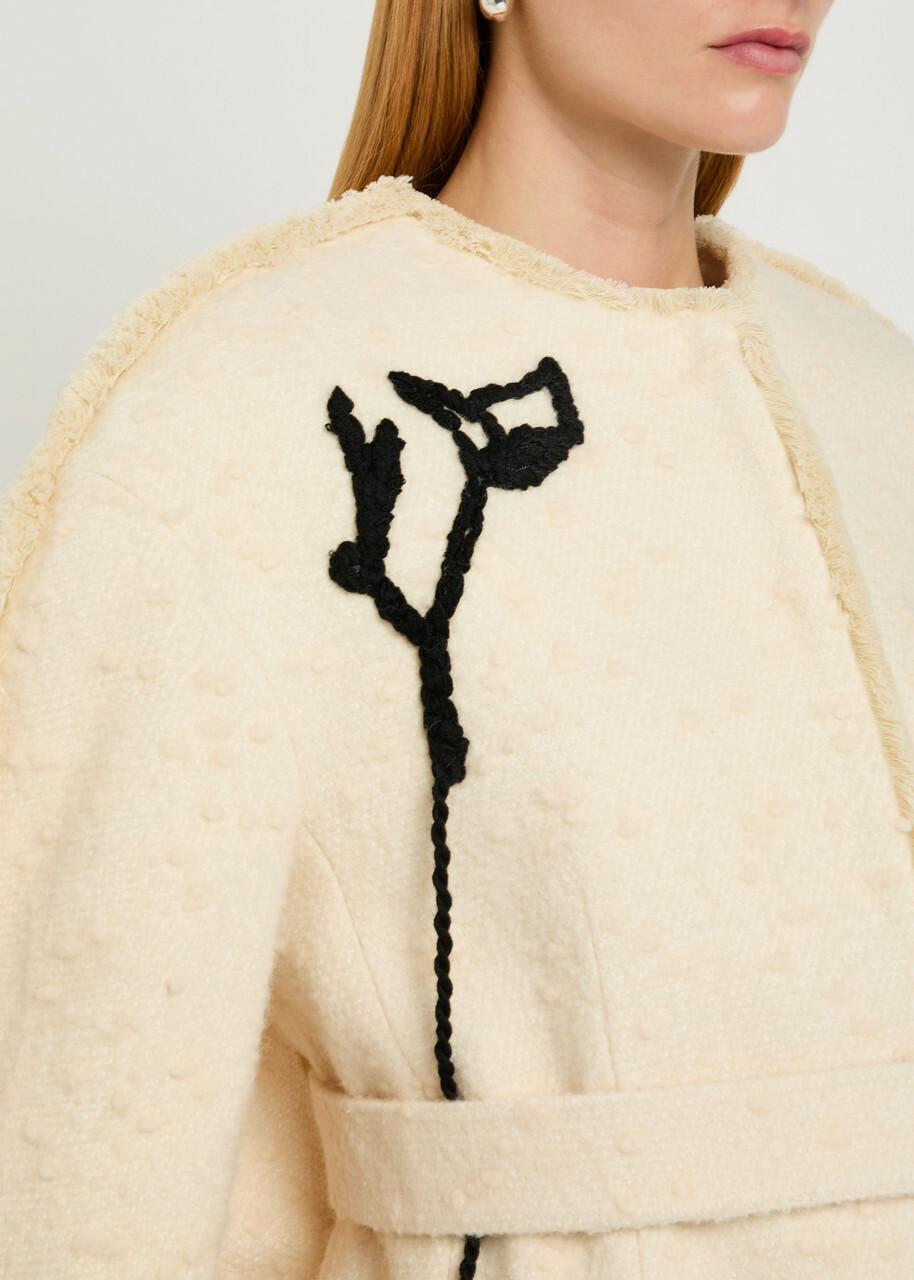Erdem Cocoon Cropped Woven Jacket Ivory