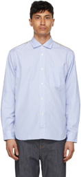 Junya Watanabe Blue & White Paneled Stripe Check Shirt