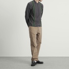 Palmes Men's Lace Long Sleeve Zip Polo in Charcoal