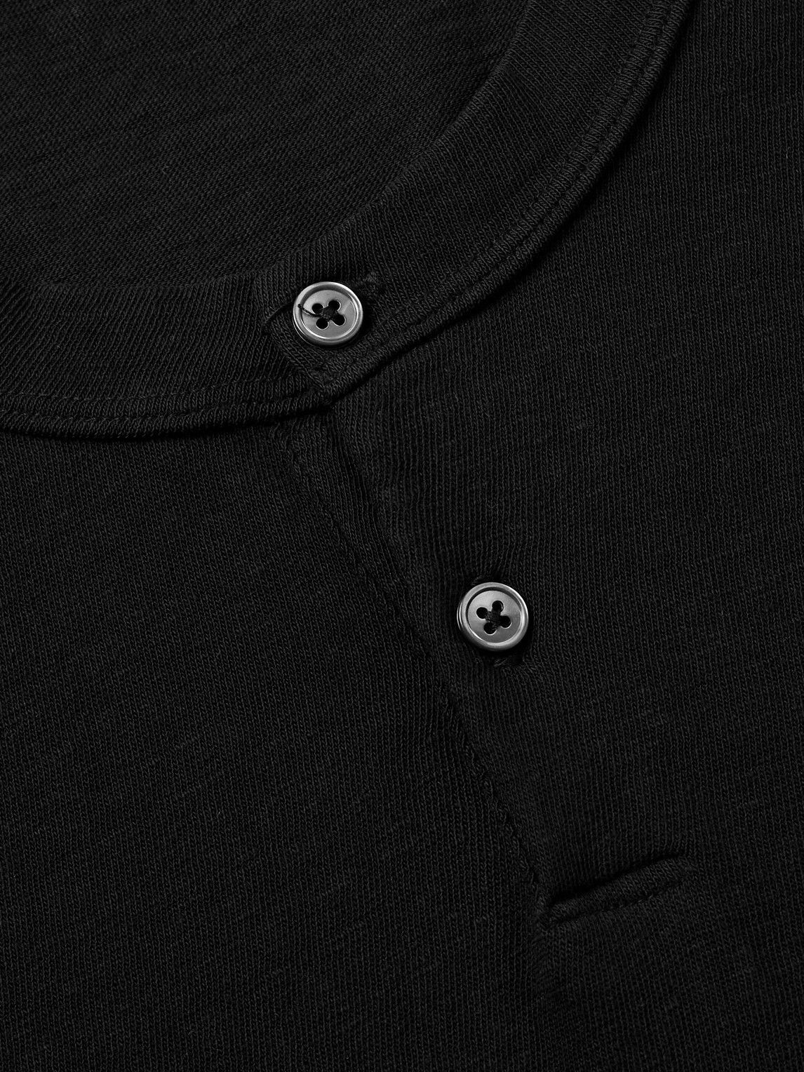 James Perse - Cotton-Jersey Henley Shirt - Black