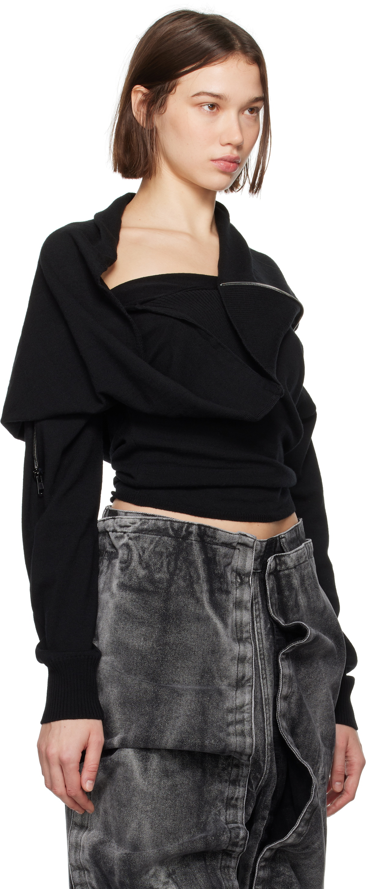 Y/Project Black Zip Insert Knit Sweater Y/Project