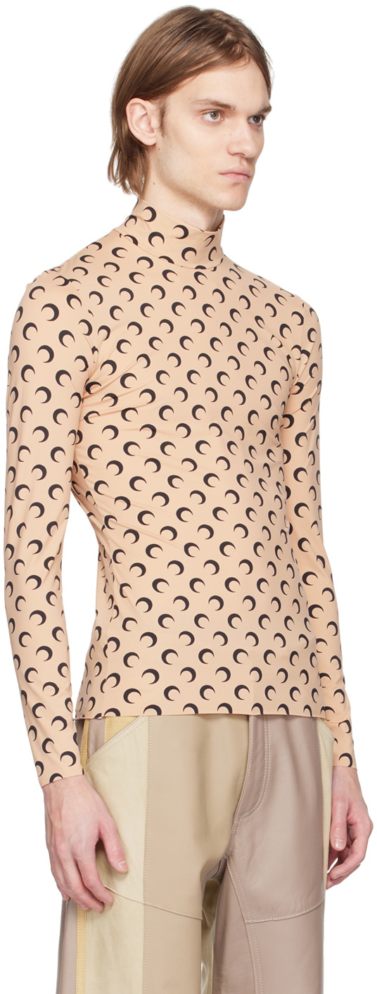 Marine Serre Tan Printed Turtleneck