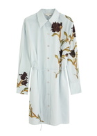 Vince Floral-print Cotton-poplin Mini Shirt Dress Light Blue