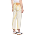 Lanvin White and Yellow Overdyed Twisted Seam Jeans
