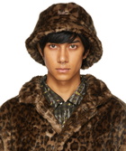 Needles Brown Faux-Fur Leopard Bucket Hat