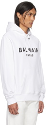 Balmain White Printed Hoodie