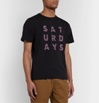 Saturdays NYC - Foam Grid Logo-Print Cotton-Jersey T-Shirt - Black