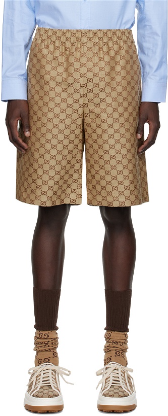 Photo: Gucci Tan GG Supreme Shorts