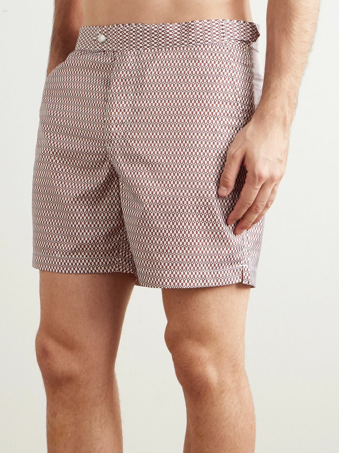 Mr P. - Straight-Leg Mid-Length Printed Swim Shorts - Brown