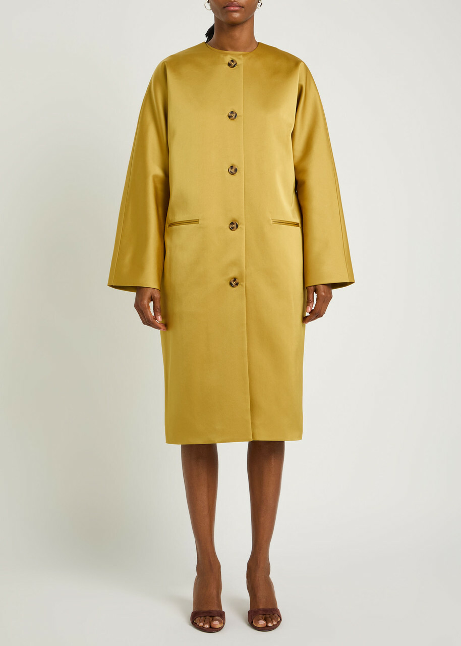 Staud Liz Satin Coat Yellow