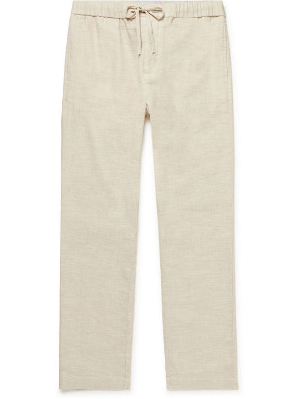 Photo: FRESCOBOL CARIOCA - Oscar Slim-Fit Tapered Linen and Cotton-Blend Drawstring Trousers - Neutrals