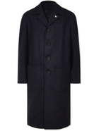 LARDINI - Herringbone Wool Overcoat - Blue