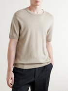 J MUESER - Knitted Linen and Cotton-Blend T-Shirt - Neutrals