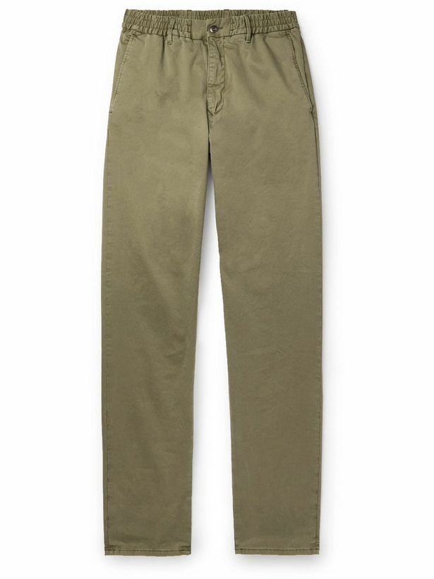 Photo: Incotex - Straight-Leg Cotton-Blend Gabardine Trousers - Green