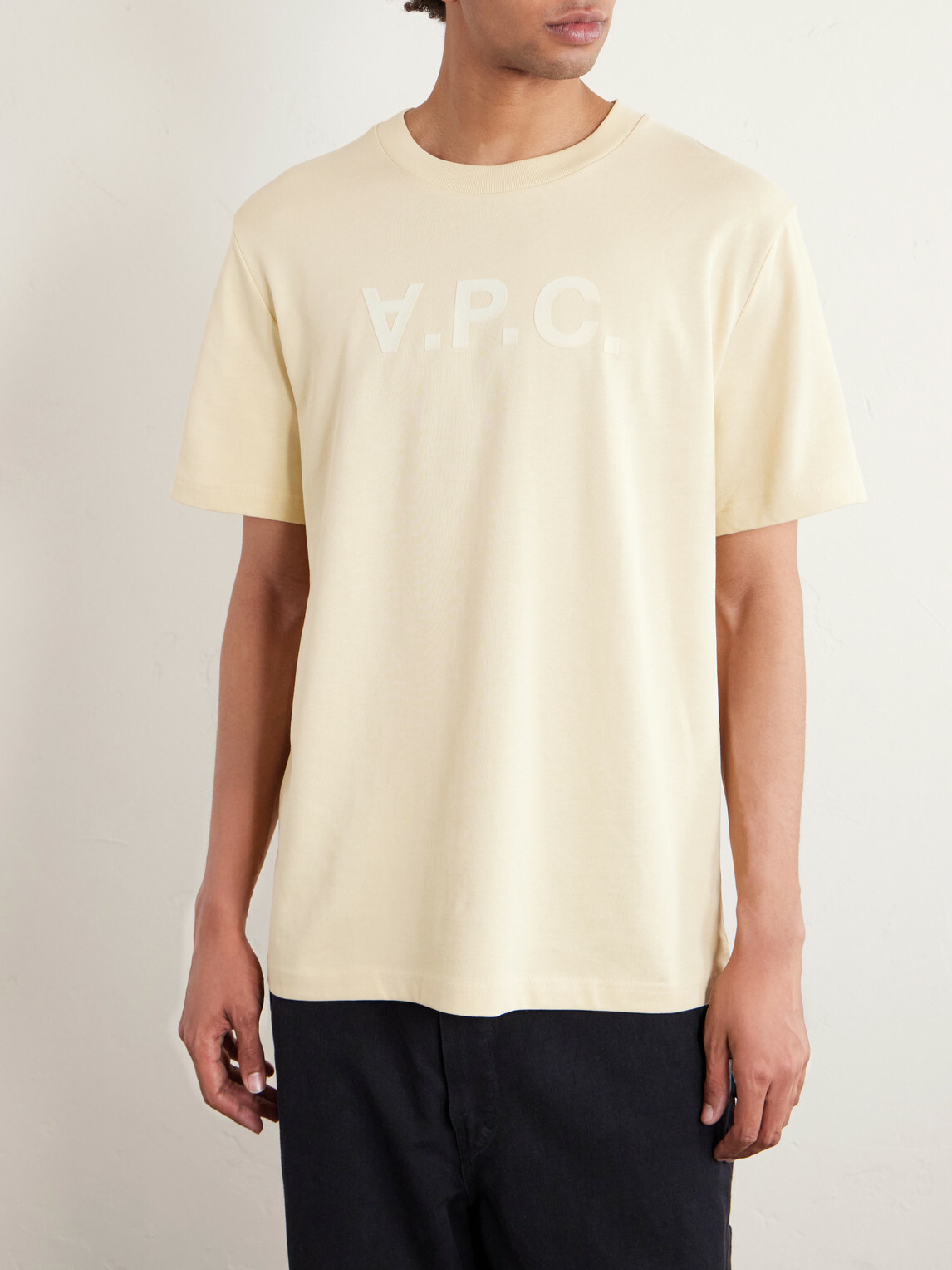 A.P.C. - Standard Grand VPC Logo-Flocked Organic Cotton-Jersey T-Shirt - Yellow