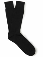 John Smedley - Rowsely Ribbed Merino Wool-Blend Socks - Black