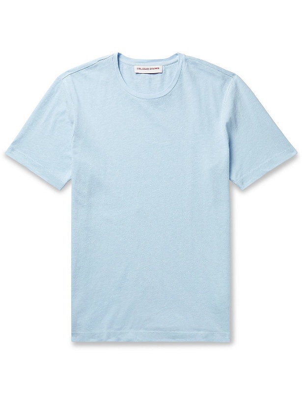 Photo: Orlebar Brown - Nicolas Cotton and Linen-Blend Jersey T-Shirt - Blue