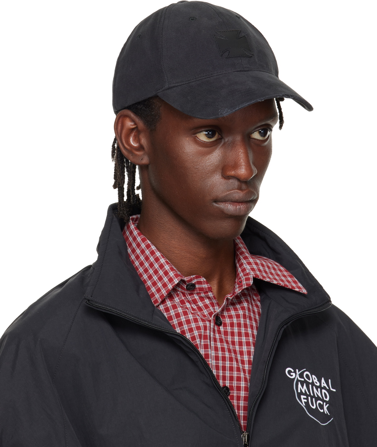 VETEMENTS Black Leather Biker Cross Cap Vetements