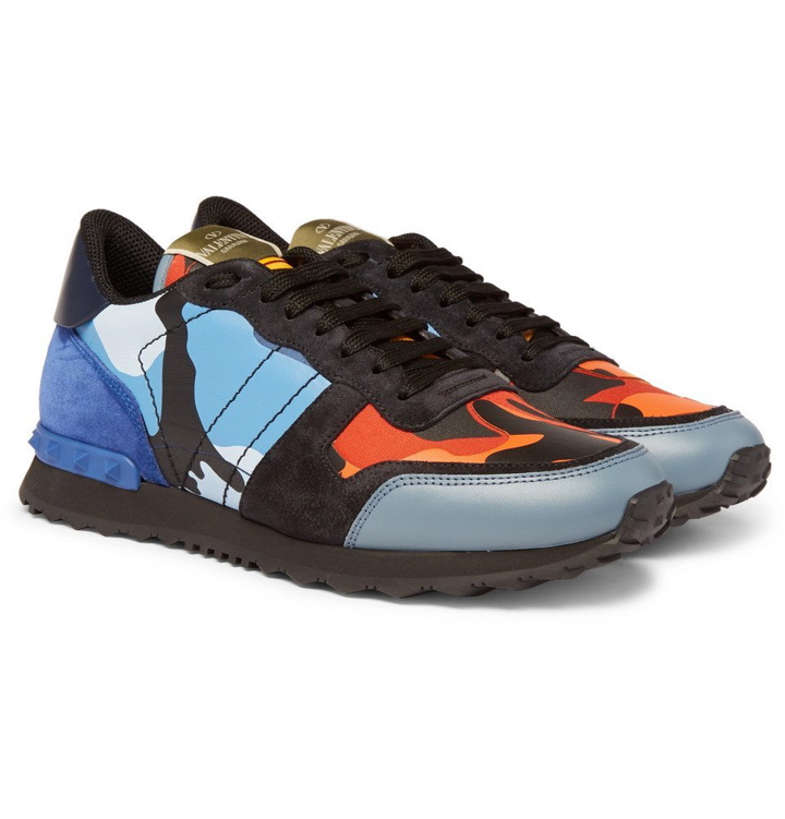 Photo: Valentino - Valentino Garavani Rockrunner Camouflage-Print Canvas, Leather and Suede Sneakers - Men - Multi