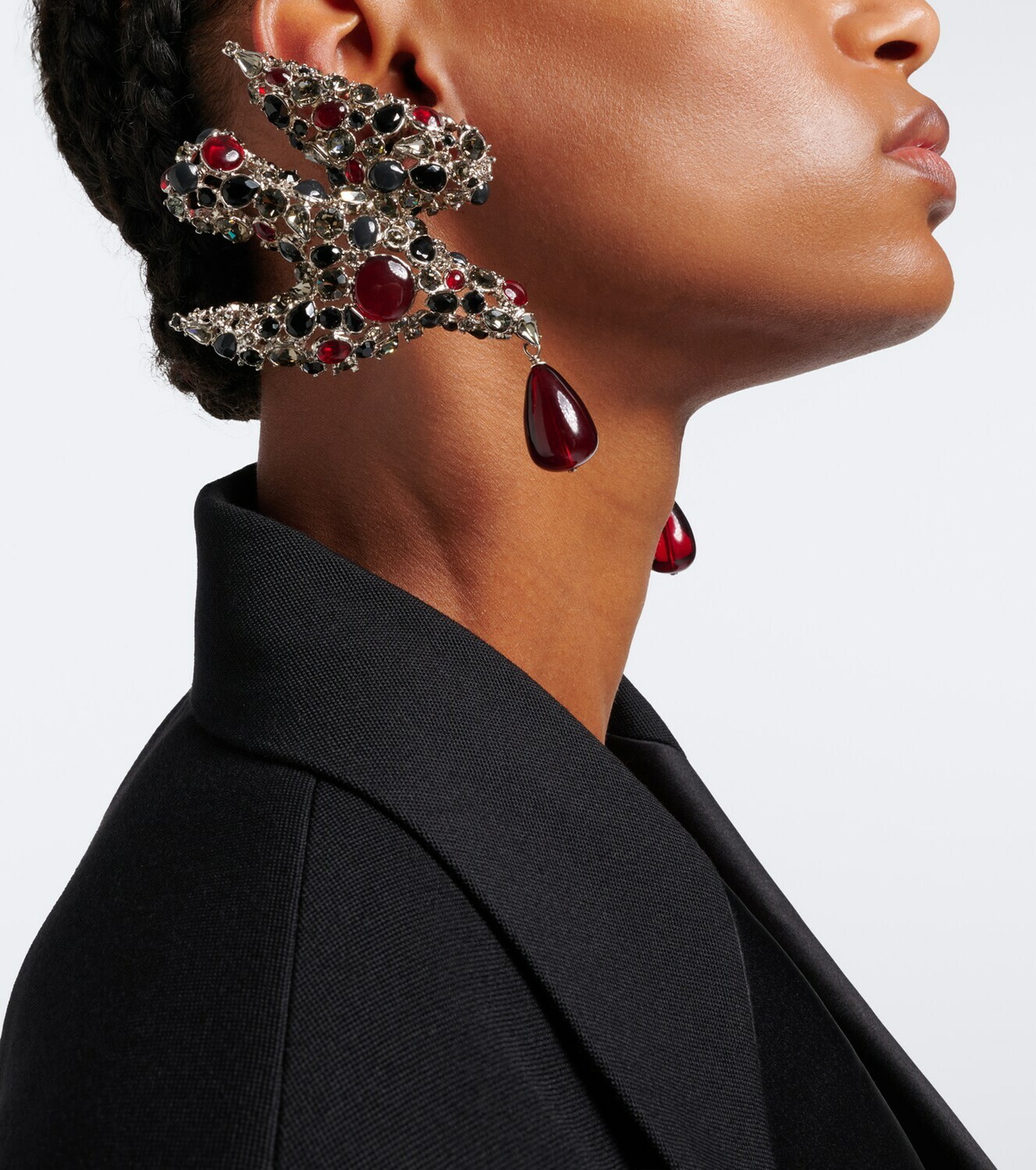 Saint Laurent Dove embellished clip-on earrings