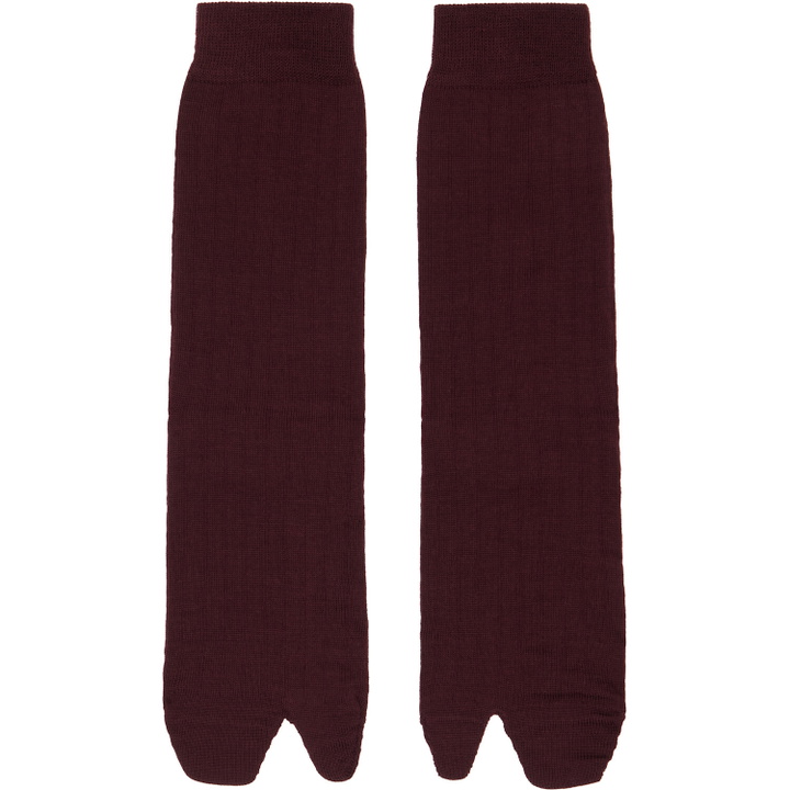 Photo: Maison Margiela Burgundy Wool Tabi Socks