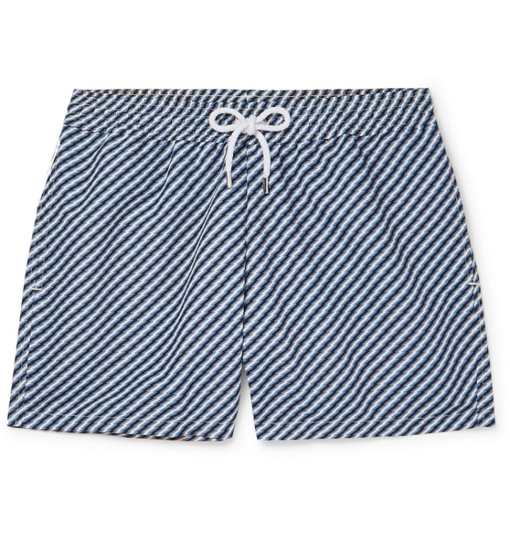 Photo: Frescobol Carioca - Pepê Slim-Fit Short-Length Printed Swim Shorts - Blue