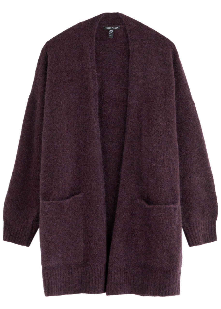 EILEEN FISHER アイリーン　フィッシャー カーディガン M 紫 【古着】【中古】【送料無料】 Eileen Fisher Purple Knit Cardigan Aubergine Clutch Jacket – Style