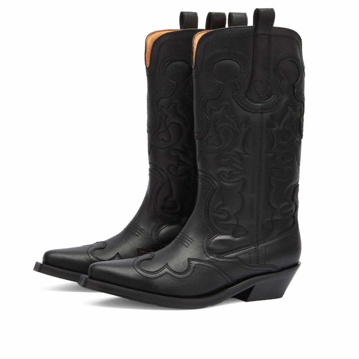 Photo: GANNI Women's Embroidered Western Boot in Black