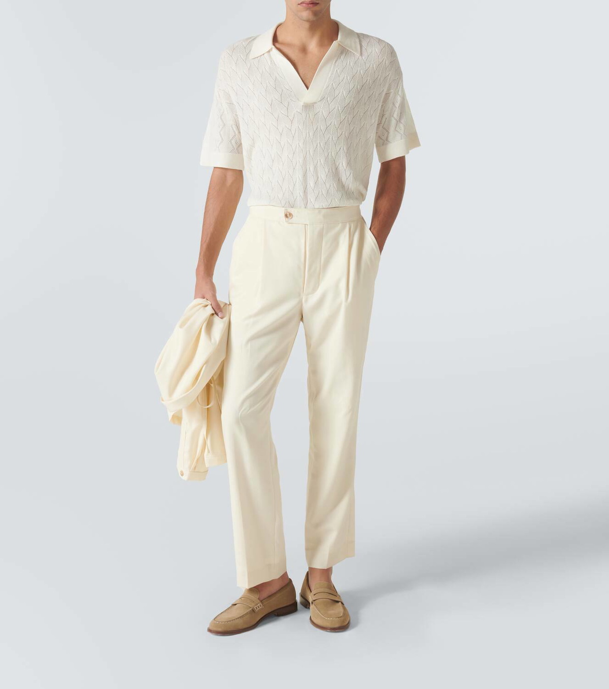 King & Tuckfield Open-knit wool polo sweater