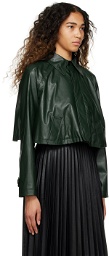 MM6 Maison Margiela Green Cropped Faux-Leather Jacket