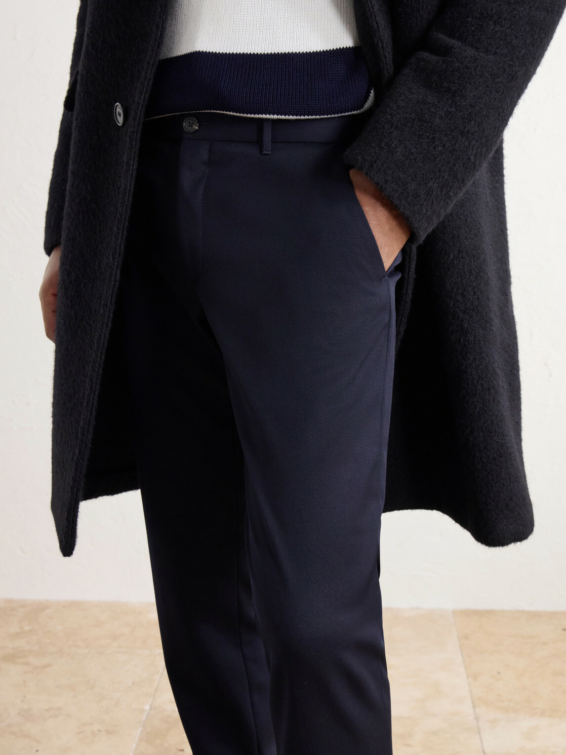 Slowear - Incotex Teknosartorial Tapered Drawstring Mélange Twill Trousers - Blue