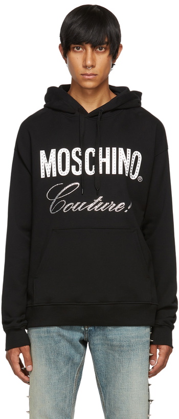 Photo: Moschino Black Crystal Logo Hoodie