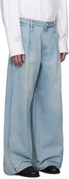 WOOYOUNGMI Blue Wide Folding Jeans