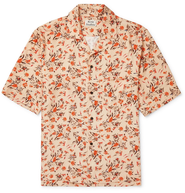 Photo: Acne Studios - Simon Camp-Collar Floral-Print Twill Shirt - Orange