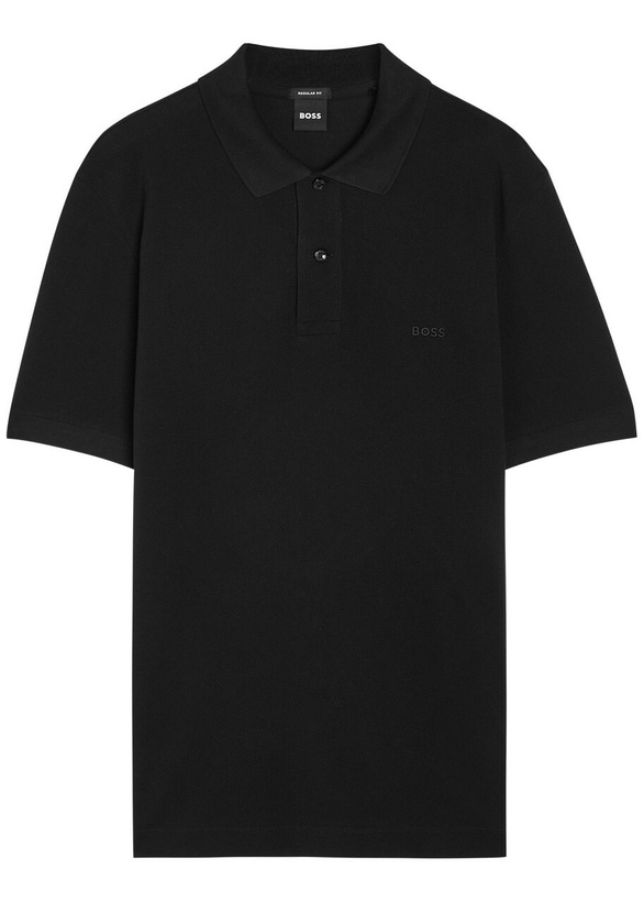 Photo: Boss Pallas Logo-embroidered Piqué Cotton Polo Shirt Black