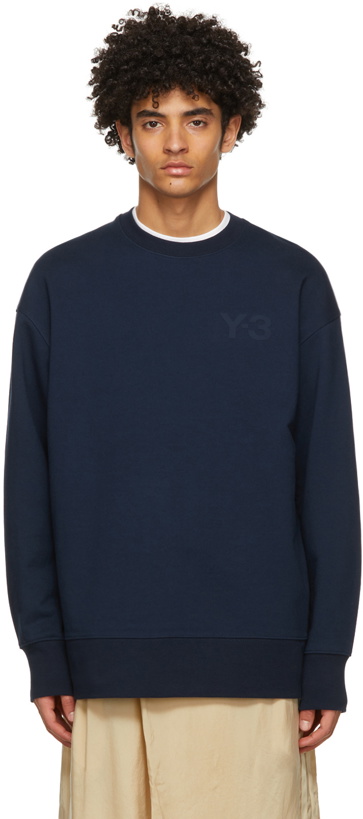 Photo: Y-3 Navy Classic Logo Sweatshirt