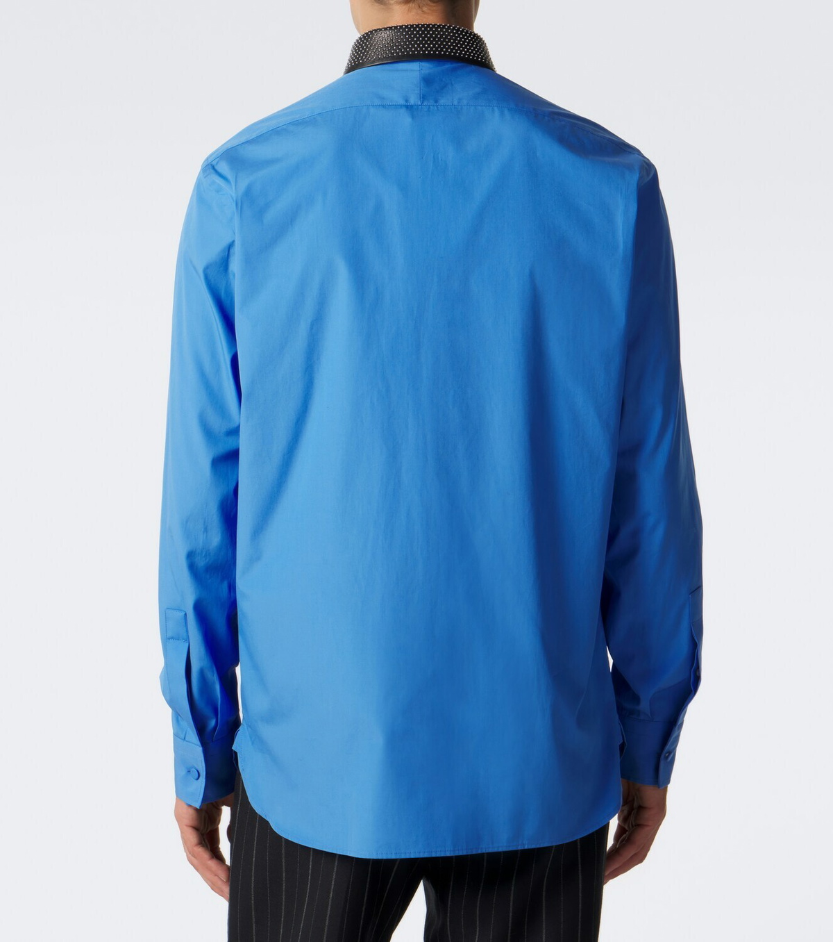 Tom Ford Leather-trimmed studded cotton poplin shirt